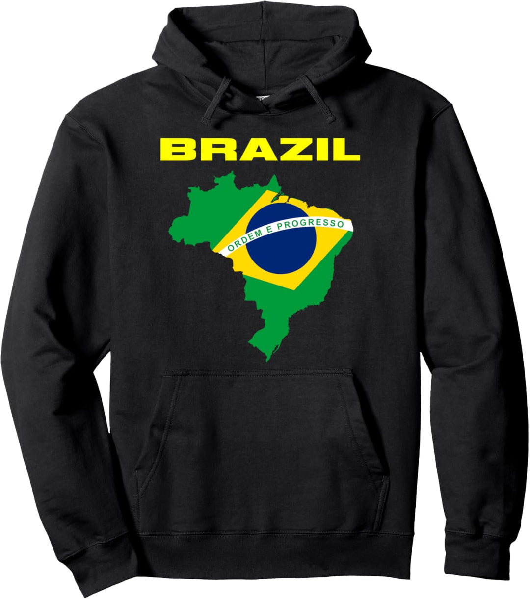 Brasilianische Flagge in Silhouette des Landes Brasiliens Fan Pullover Hoodie