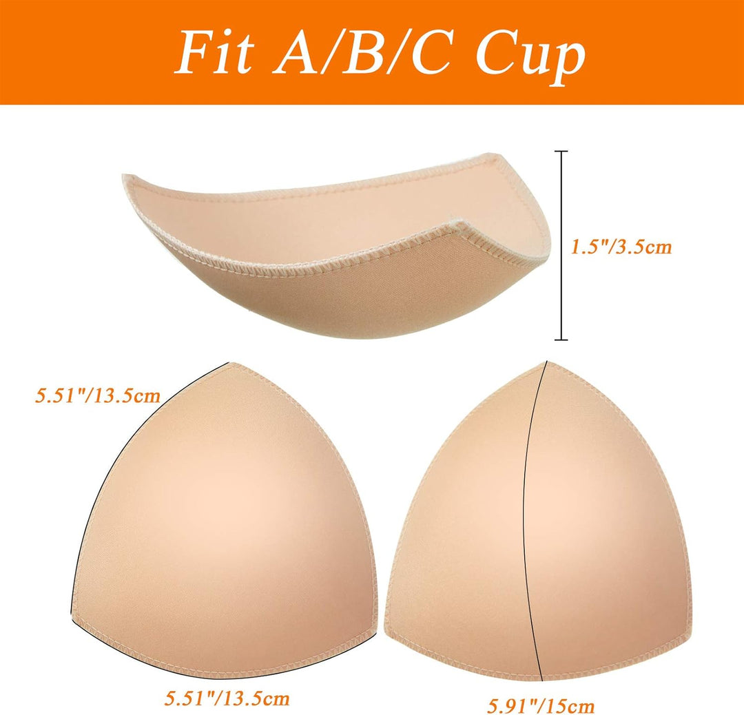 Geyoga 12 Paar Triangle Sport BH Einsätze Push Up Brust BH Einsatz Pads abnehmbar M Nude Farbe, M Nu