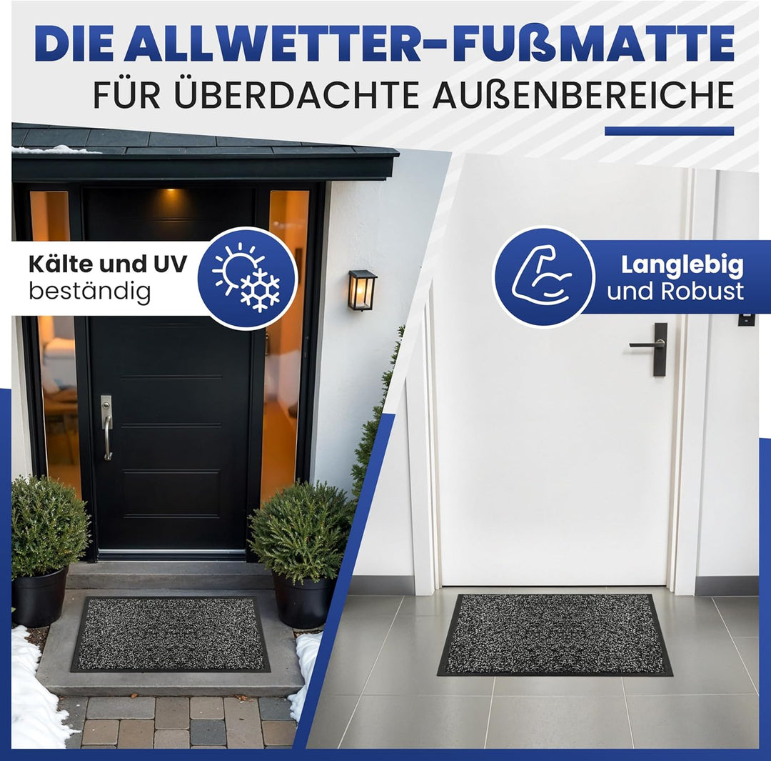 Mibao Fussmatte für Innen & Aussen, 90x120cm Anthrazit Fussmatten, Dauerhaft Waschbar Fussmatte, Sch