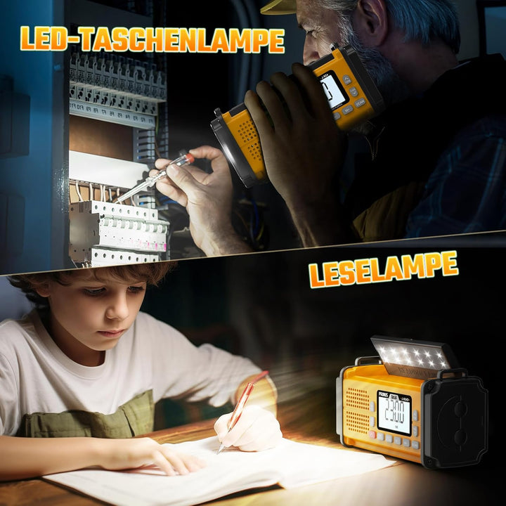 PRUNUS J-924 Digital Radio DAB+/UKW, Kurbelradio Notfall mit 10000mAh Akku, DAB Radio mit Bluetooth,