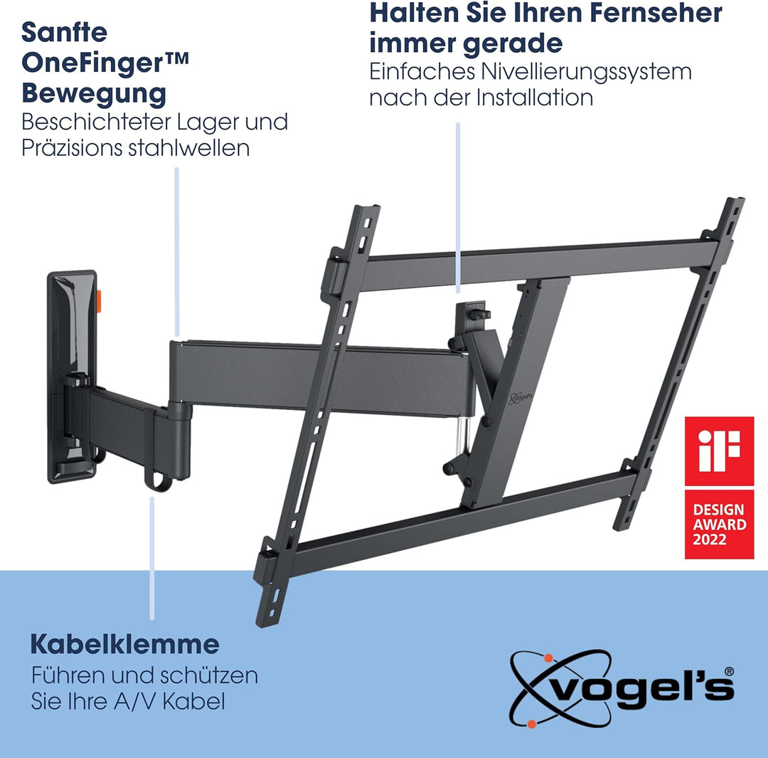 Vogel's Comfort TVM 3645 Schwenkbare TV-Wandhalterung für 40-77 Zoll Fernseher, Max. 35 kg, Schwenkb