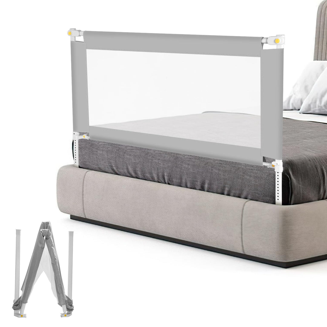 Fiqops Bettgitter Rausfallschutz Klappbar 150cm,Bettschutzgitter faltbar Kinderbettgitter Reise,Nage