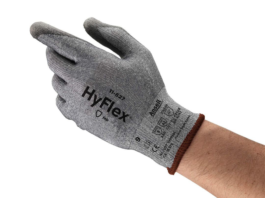 Ansell HyFlex 11-627 Schnittschutz-Handschuhe, Mechanikschutz, Grau, Grösse 7 (12 Paar pro Beutel) G
