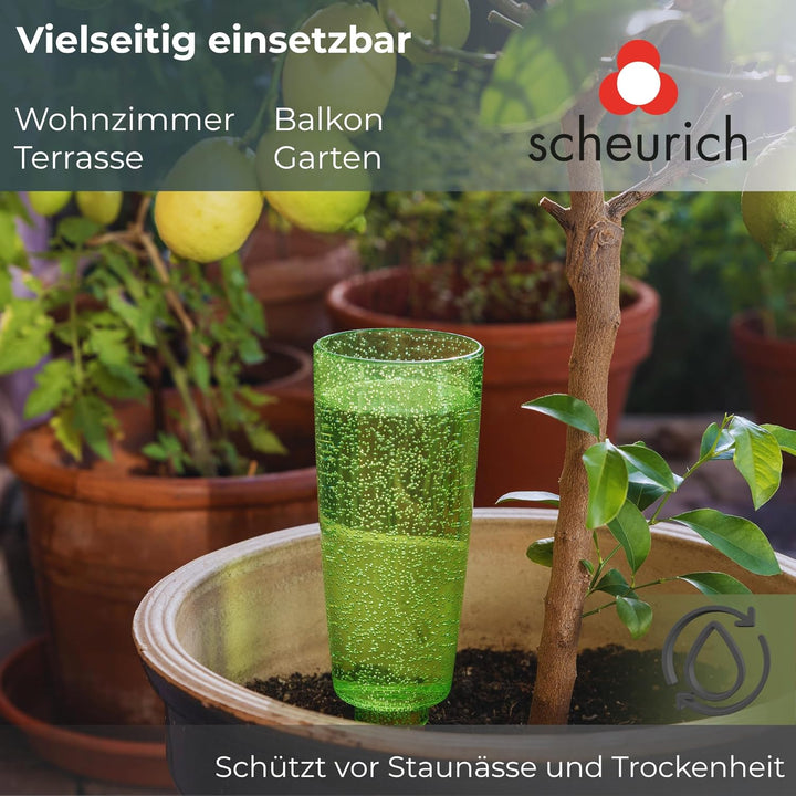 Scheurich Wasserspender Copa M | 8X Grün | 150 ml Füllmenge | Bewässerungskugel klein mit Ton Fuss |