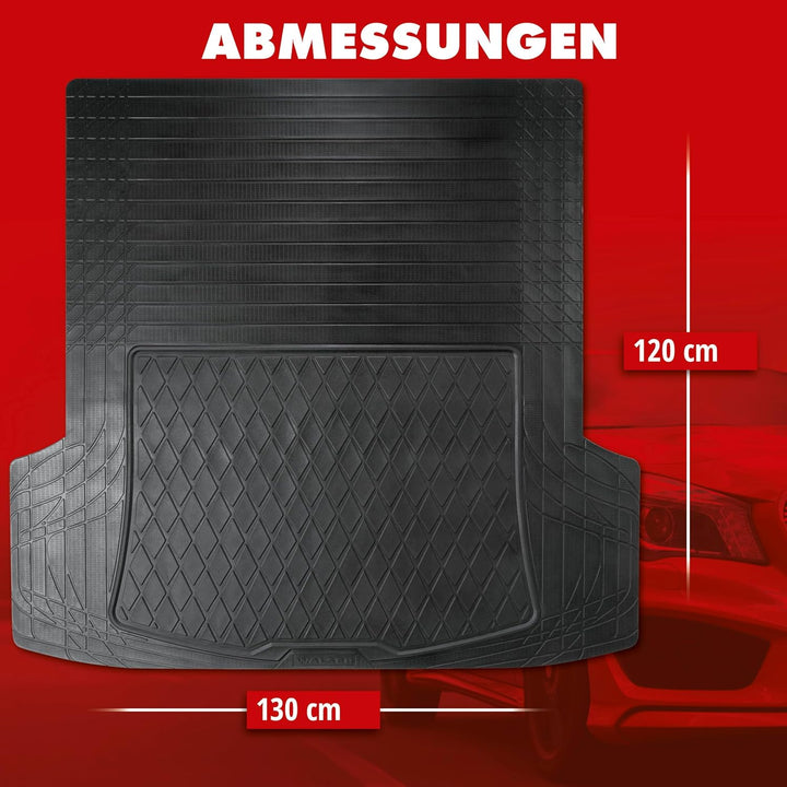 WALSER Kofferraummatte Safeguard, Grösse L 130 x 120 cm, universal zuschneidbare Gummimatte, univers