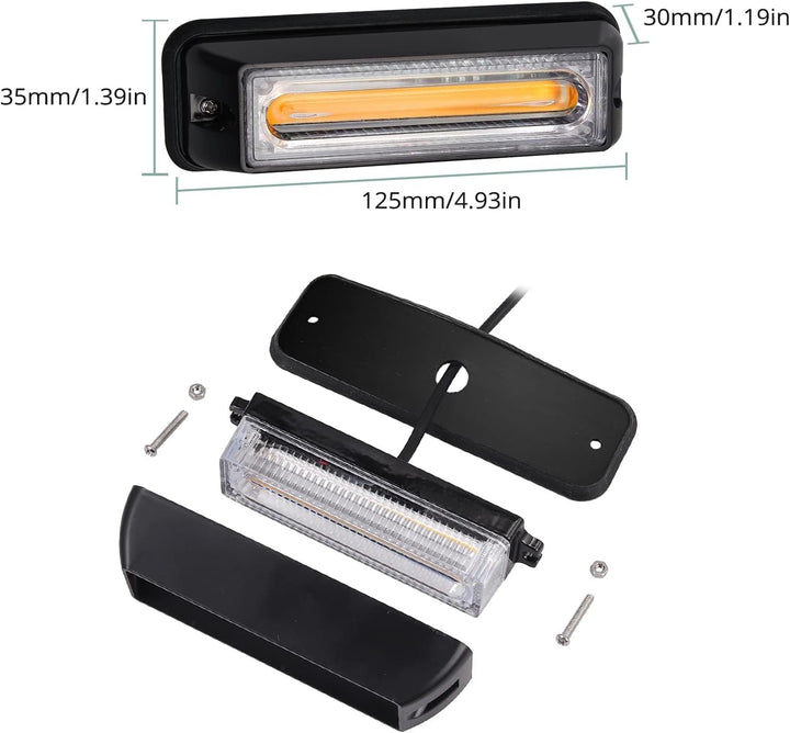 COLFULINE 4 x 8W Frontblitzer, 12/24V Warnlicht, 9cm COB Led Blitzer, Notfall Licht Wasserdicht IP65