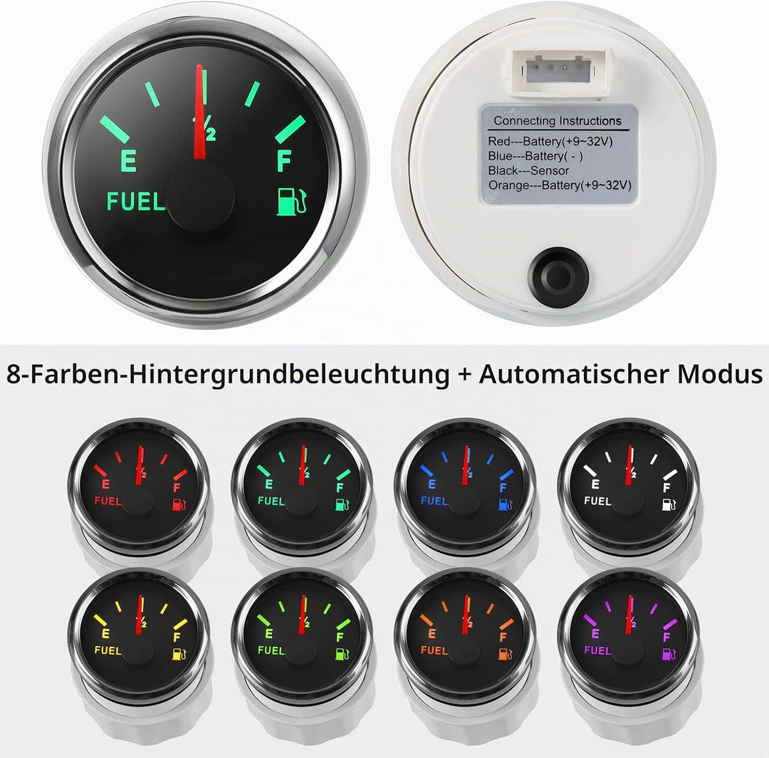 Kraftstoffanzeige,Rupse Universal Auto Kraftstoffstandsanzeige Tankuhr mit Wasserstandssensor Krafts
