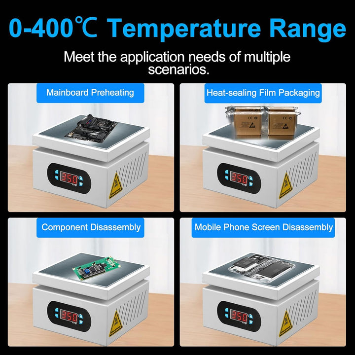 350 W PCB Heizplatte,0-400℃ Lötstation Heizstation mit LED Display,Vorheizen Station für Mikrocomput