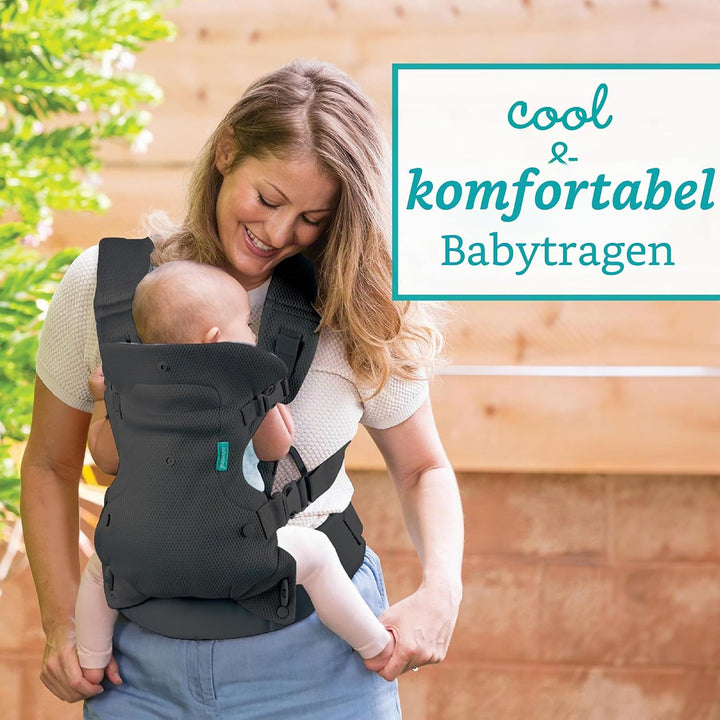 Infantino Flip 4-in-1 Light &amp; Airy Babytrage – Atmungsaktiv, Lordosenstütze, Verstellbarer Hüftgurt,
