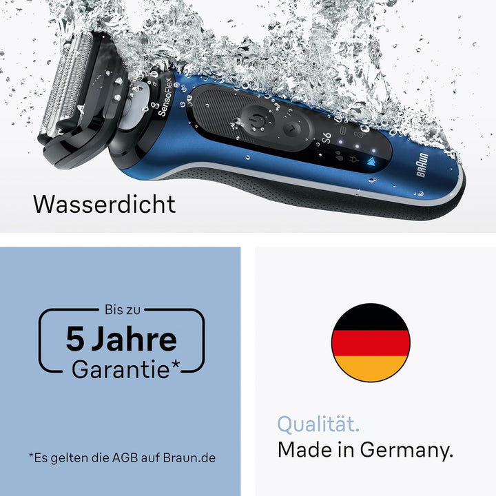 Braun Series 6 Elektrorasierer Herren, Rasierapparat mit 60 Min. Akkulaufzeit, Präzisionstrimmer-Auf
