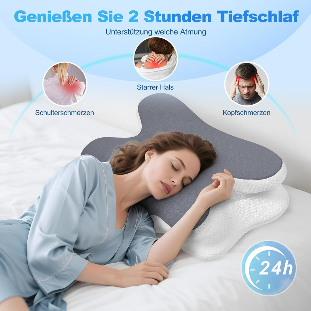 Nackenkissen - Orthopädisches Kopfkissen aus Memory Foam - Ergonomisches Kopfkissen gegen Nackenschm