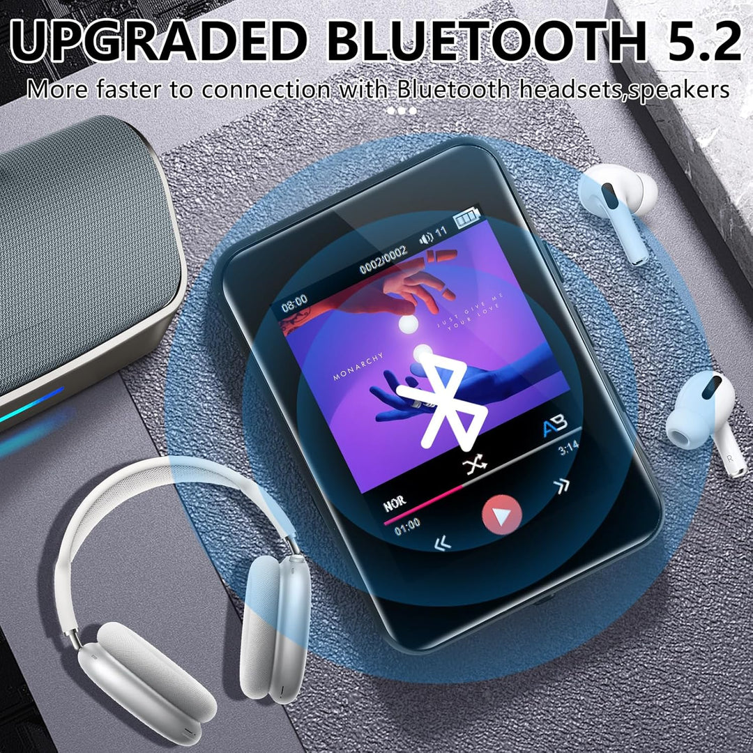 COVVY 72 GB MP3 Player, Musik-Player mit Bluetooth 5.2, eingebauter HD-Lautsprecher, FM-Radio, Sprac