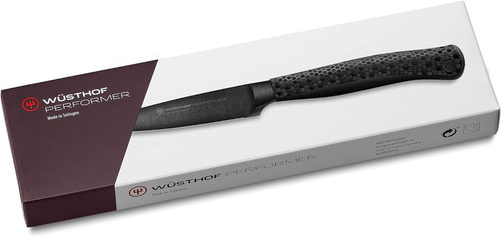 WÜSTHOF Performer Gemüsemesser 9 cm, Schwarz,silber Gemüsemesser, 9 cm Klinge Single, Gemüsemesser,