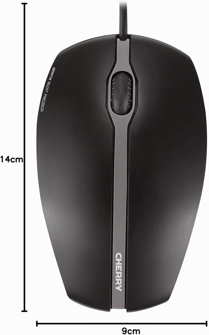 CHERRY GENTIX Silent, kabelgebundene Maus, leise Design-Maus ohne klick, perfekte Ergonomie, präzise