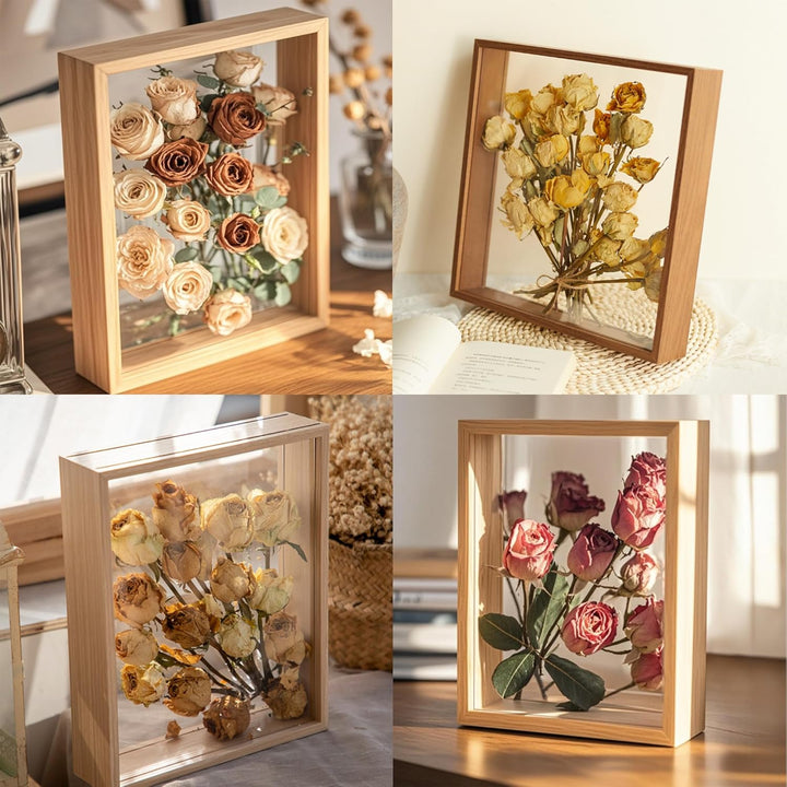 Acryl Schattenbox Rahmen Transparenter 3D Holz Bilderrahmen Befüllen Blumensträusse Fotos Medaillen