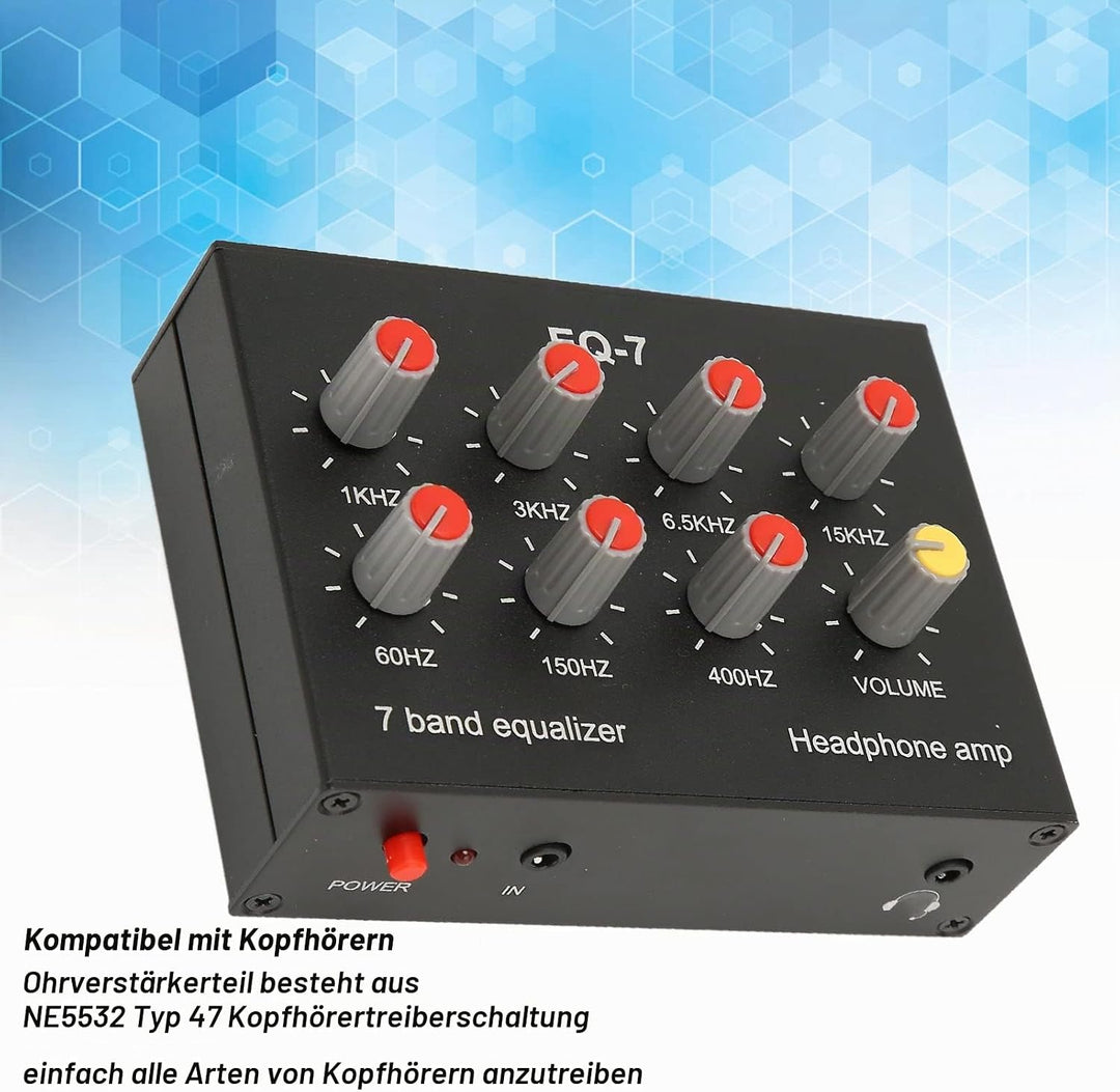 Cuifati 7-Band-Sound-Equalizer, Zweikanal-Digital-Equalizer mit Hoher Basseinstellung, Car-Audio-Gra