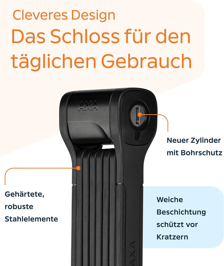 AXA Fold 110 Faltschloss – Länge 110 cm – Sicherheitsstufe 9 – Halterung inkl. Tracking-Tag-Fach – M
