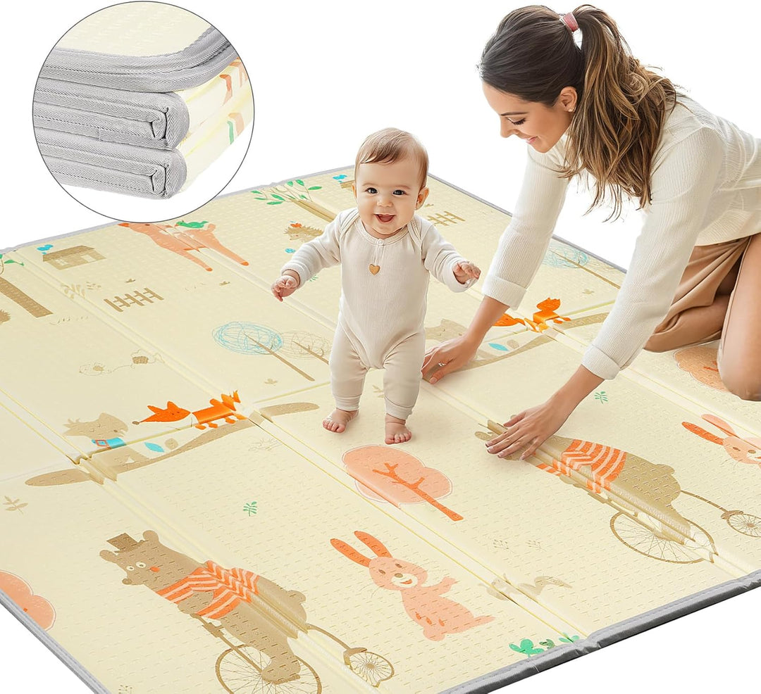 Krabbelmatte Baby 180x200cm, Faltbare Spielmatte Kinder Doppelseitigem, Wasserfeste Rutschfest Play