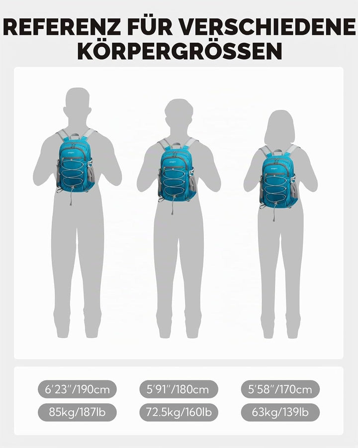 WATERFLY Rucksack Klein Faltbarer Rucksack: 15L Ultraleicht Wanderrucksack Foldable Backpack mit Atm