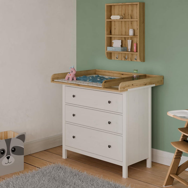 Wickeltischaufsatz mit Teilung für IKEA HEMNES, Wickelkommoden Aufsatz mit Trennfach, 50 cm Tiefe, a