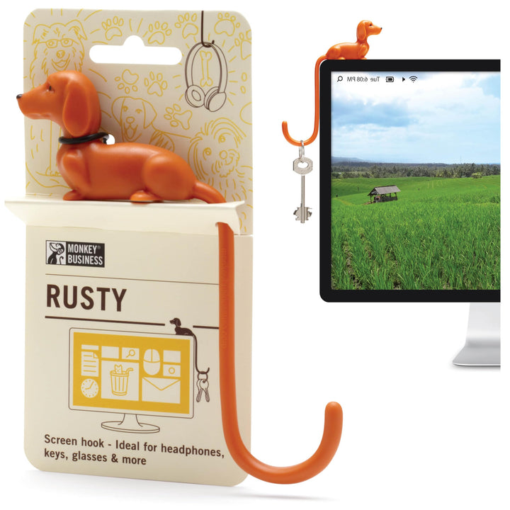Monkey Business Rusty der Hundeschwanz-Haken für Monitor, Kopfhörerhalter & Organizer, dekorativer K