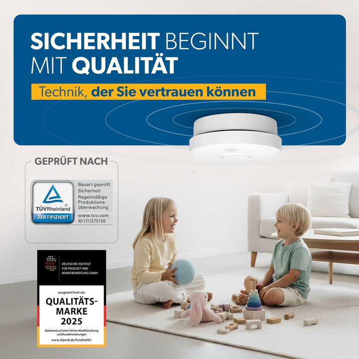 UNITEC Rauchwarnmelder TÜV geprüft, Rauchmelder, DIN EN 14604 Zertifiziert, Produktlebensdauer 10 Ja