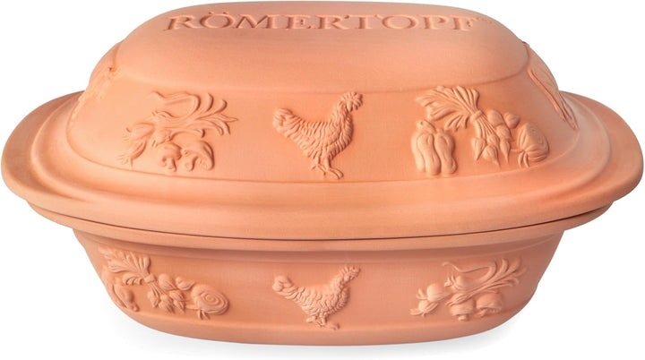 Römertopf Bräter Rustico Keramik Dampfgarer aus Naturton geeignet für bis zu 6 Personen mit 5 Liter