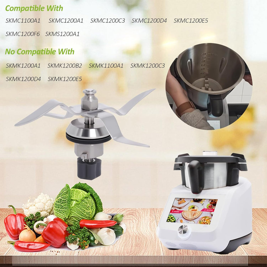 Poweka Ersatzmesser Kompatibel mit Silvercrest Monsieur Cuisine Connect und Monsieur Cuisine Smart K