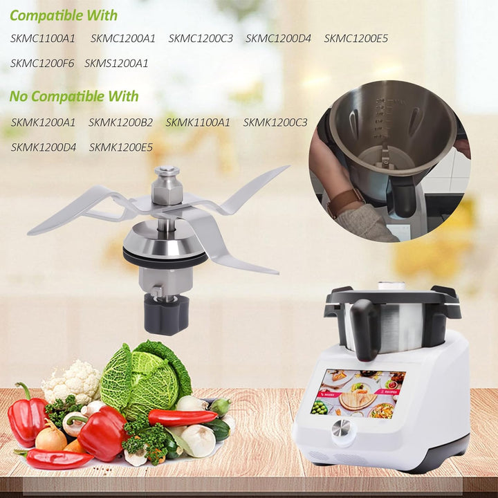 Poweka Ersatzmesser Kompatibel mit Silvercrest Monsieur Cuisine Connect und Monsieur Cuisine Smart K