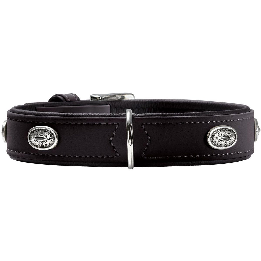 HUNTER SOFTIE STONE Hundehalsband, Kunstleder, mit Applikationen, pflegeleicht, 60 (M-L), schwarz sc