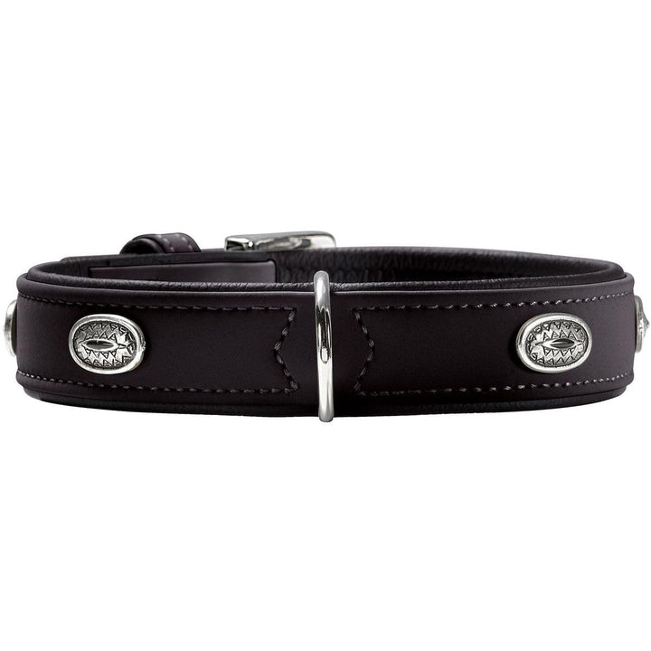 HUNTER SOFTIE STONE Hundehalsband, Kunstleder, mit Applikationen, pflegeleicht, 60 (M-L), schwarz sc