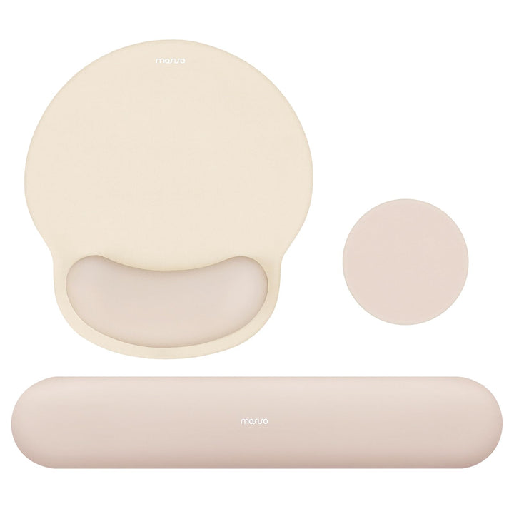 MOSISO Handgelenkstütze für Mauspad&Tastatur Set, Ergonomisch Kreisförmig Mauspad&Untersetzer rutsch