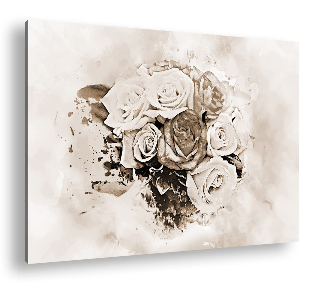 deyoli Rosen Blumenstrauss Format: 80x60 Effekt: Sepia als Leinwandbild, Motiv fertig gerahmt auf Ec