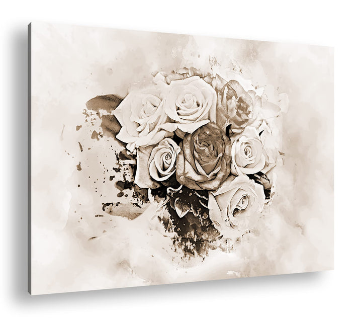 deyoli Rosen Blumenstrauss Format: 80x60 Effekt: Sepia als Leinwandbild, Motiv fertig gerahmt auf Ec