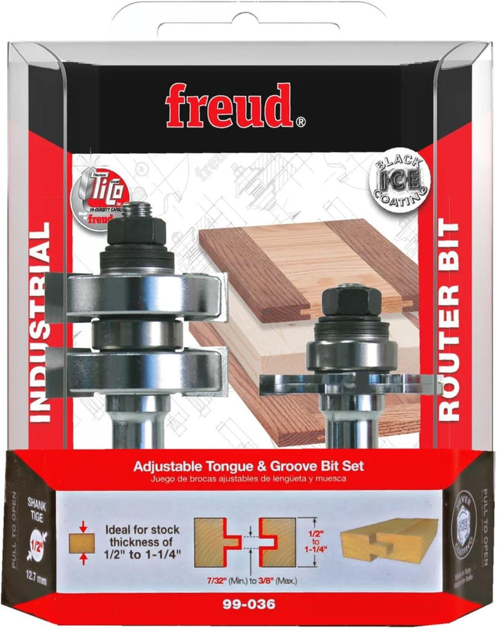 Freud Nut- und Feder-Bit-Set mit 1,27 cm Schaft (99-036) Verstellbarer Nut- und Federfräser-Bit-Set,
