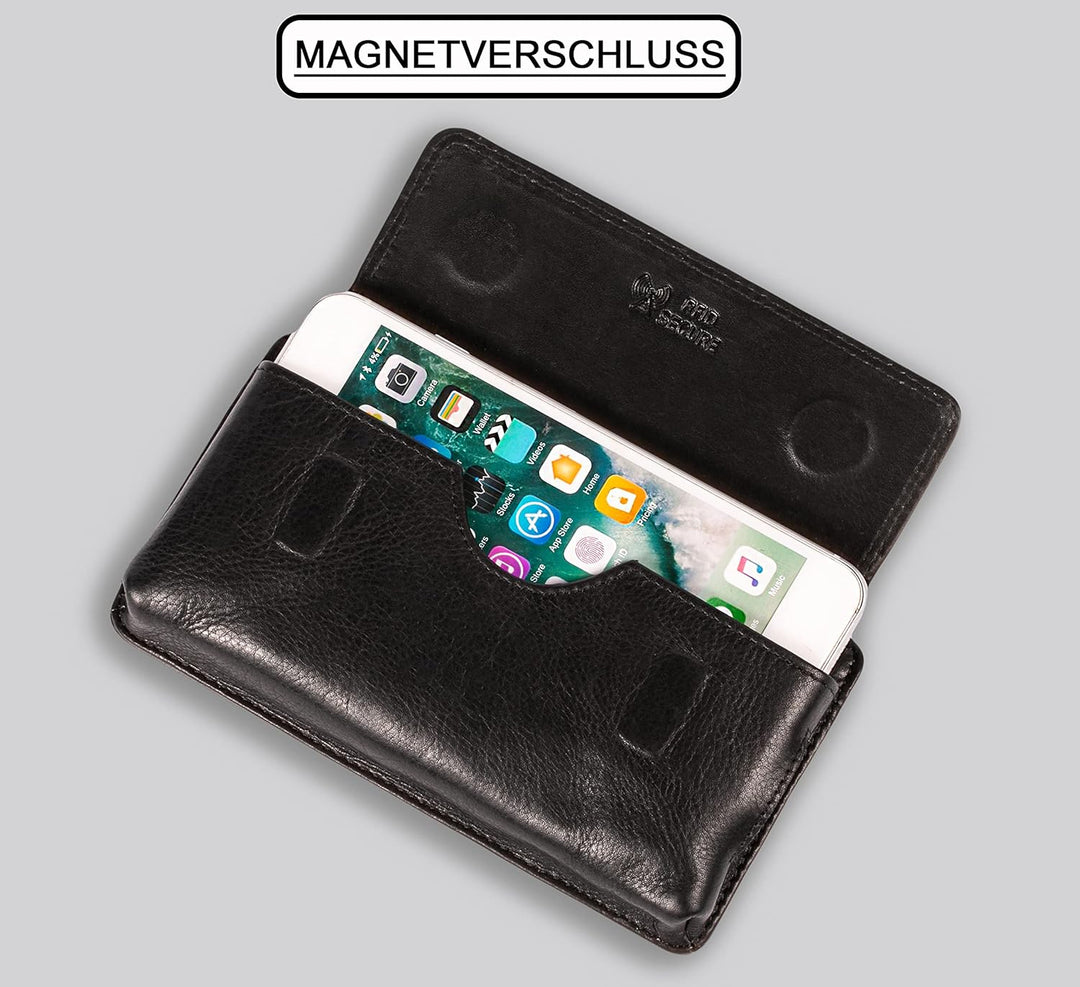 MATADOR Echt Leder Universal Handy-Tasche Holster Gürteltasche Magnetverschluss Quer für Handys bis