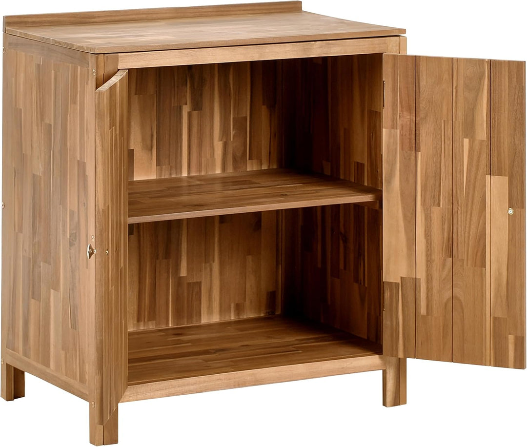 Beliani Outdoor-Küchenschrank Akazienholz braun breit 50x80x90 cm mit 2 Türen Venosa