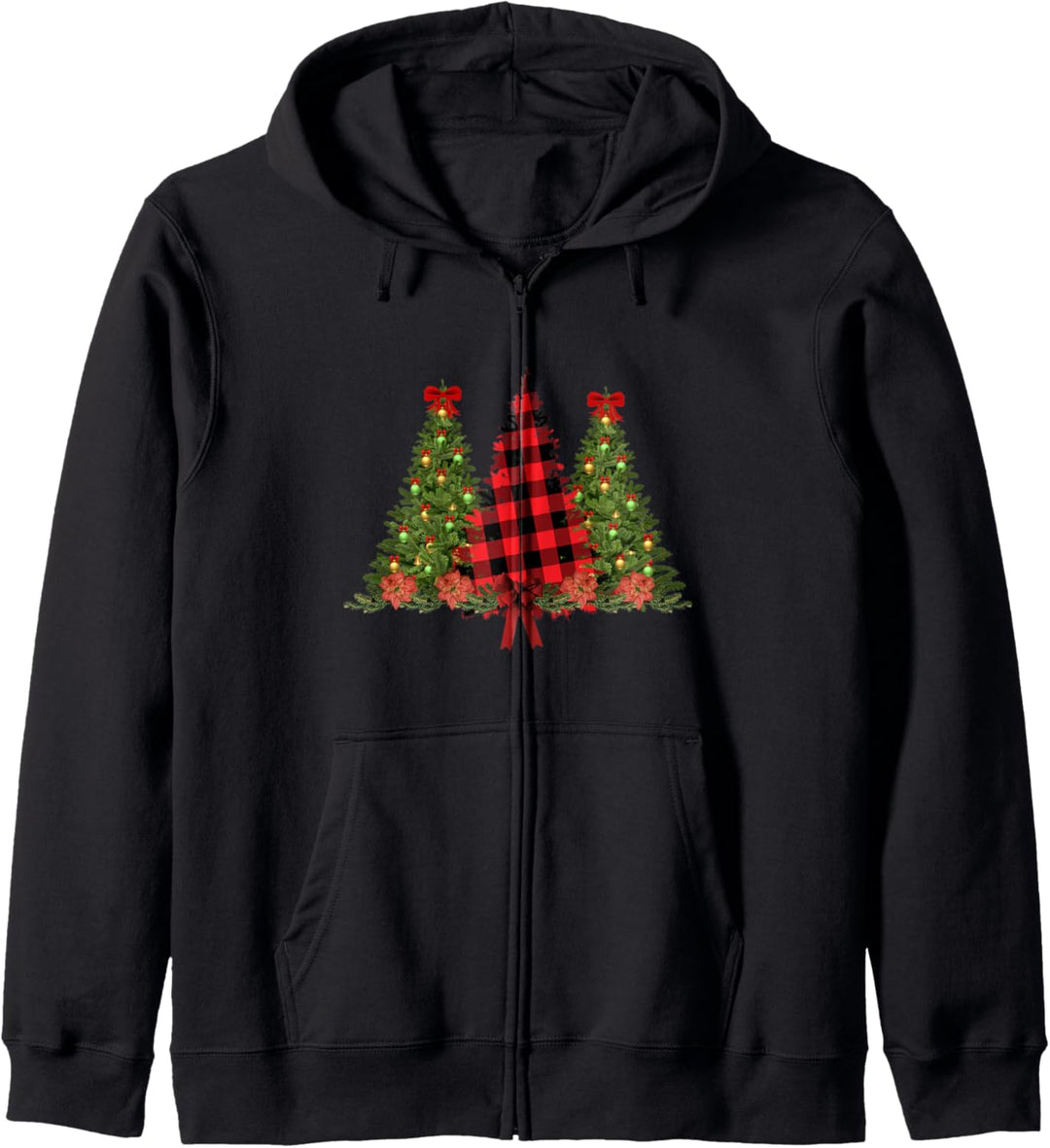 Cute Christmas Trees in Red Buffalo Check Plaid Holiday Gift Kapuzenjacke