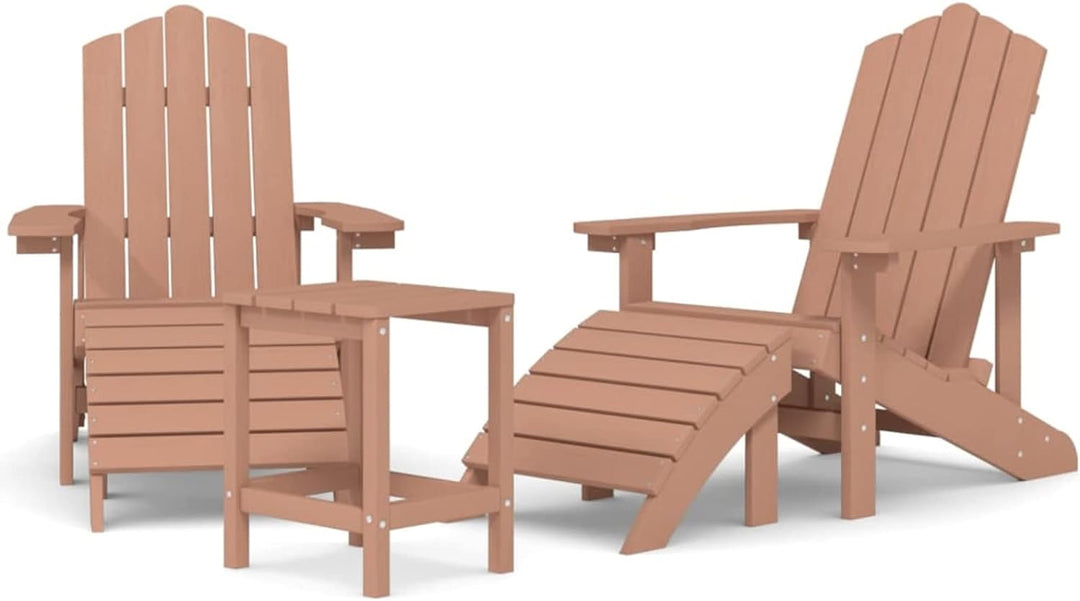 Gecheer Adirondack Gartenstühle mit Hocker & Tisch Gartensessel Deckchair Holzstuhl Stuhl Sessel Ter