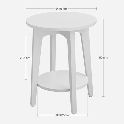 VASAGLE Beistelltisch, Sofatisch, Kleiner runder Tisch für Wohnzimmer, 40 x 50 cm, Holzspanplatte, N