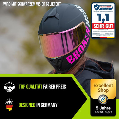 Broken Head BeProud Sport Pink-Schwarz-Matt Special Edition - Motorradhelm + Gratis Schwarzem Visier