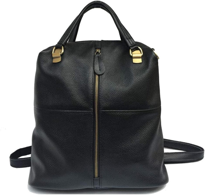 Alice Fan Rindsleder Echtes Leder Rucksack für Frauen Umhängetasche Schwarz Leder Reisetasche, Schwa