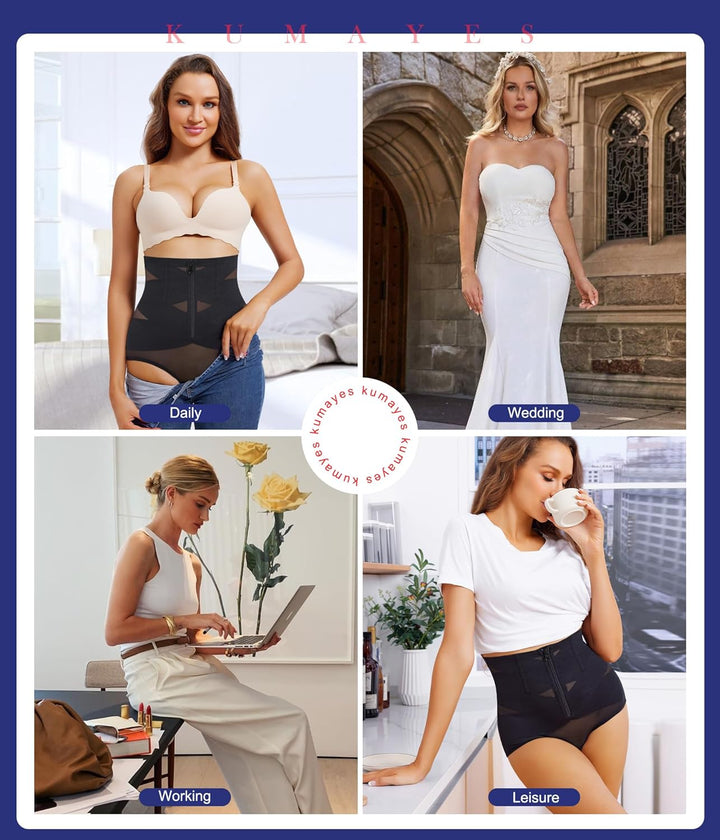 KUMAYES Damen Shapewear Bauchweg Unterhose Hoher Taille Nahtlose Miederhose Unterwäsche Bauchkontrol