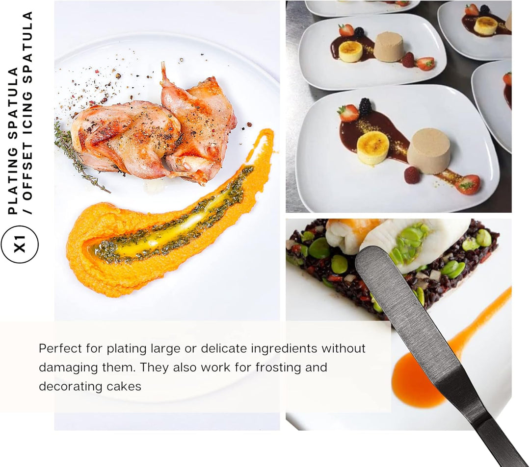 DOJA Barcelona | Kueche Chef Kochutensilien | Farbe: Schwarz | 7 Utensilien Edelstahl Plating Kit |