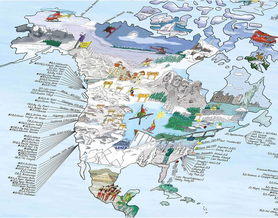Wintersport Weltkarte | AWESOME MAPS | Entdecke die 400 Prächtigsten Peaks & Pisten der Welt - 97,5