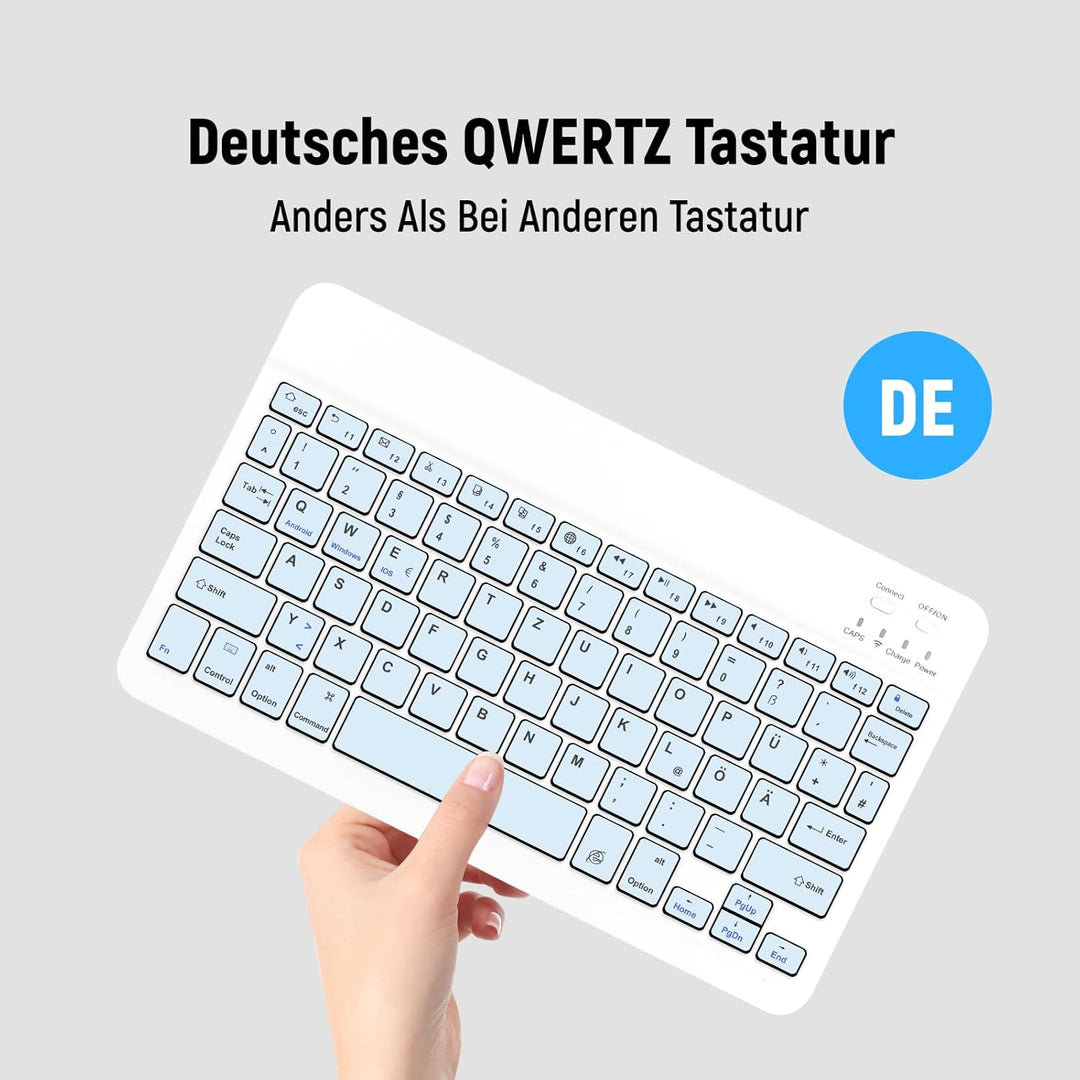Lielax Hülle Tastatur für iPad (A16) 11./10. Generation (2025/2022), (11/10.9 Zoll), QWERTZ Layout K