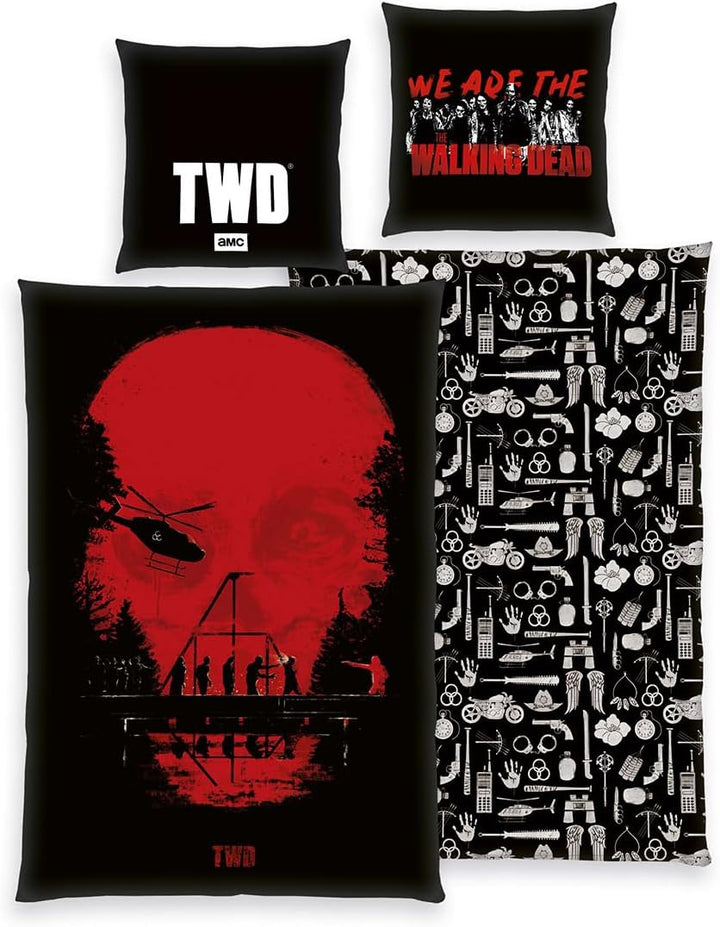 Klaus Herding GmbH The Walking Dead Bettwäsche mit Daryl Dixon 80x80 + 135x200cm, 100% Baumwolle mit
