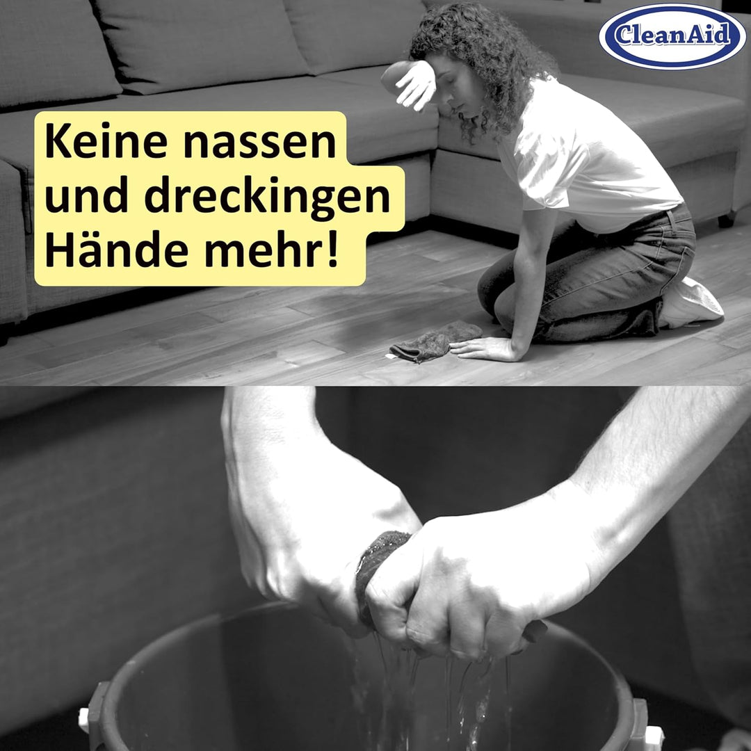 OneTouch GO! Wischmopp aus Edelstahl – Segment-Stiel, PVA Schwammmopp, One-Touch Auswringfunktion, s