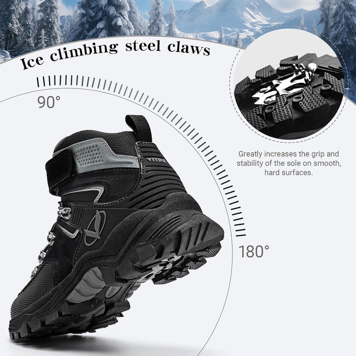 ASHION Winterschuhe Jungen Schneestiefel Kinder Mid Gefütterte Winterstiefel Wanderschuhe Trekking B