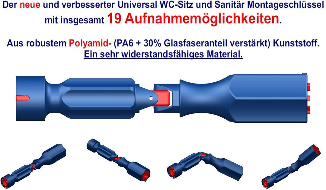 Rela Innovativ Montageschlüssel mit Gelenk, Montage WC-Sitz | Flügelmutter und Schraubenköpfe, Kunst